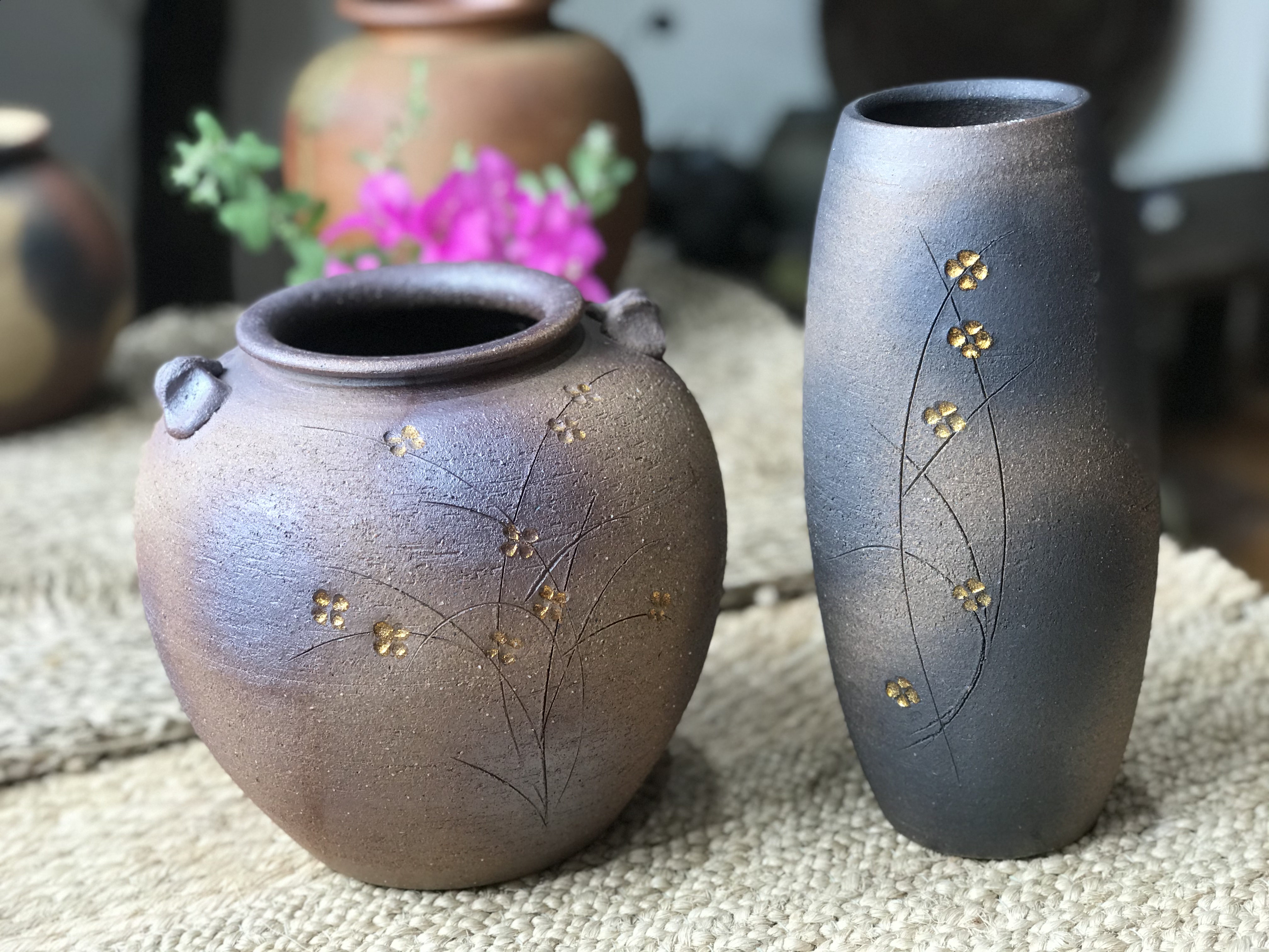Bộ đôi bình gốm Shigaraki - Tibisea
