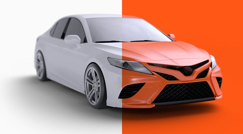 Sedan is half white and half Root orange suggesting a comparison between Root and other companies